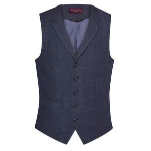 Brook Taverner Mens Memphis Waistcoat / Navy Herringbone